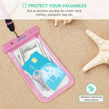 Mpow Universal Waterproof Case, IPX8 Waterproof Phone Pouch Dry Bag Compatible for iPhone X/8/8plus/7/7plus/6s/6/6s Plus Galaxy s8/s7 Google Pixel HTC10 (Black+Pink 2-Pack)