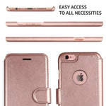 iPhone 6S Wallet Case, iPhone 6 Wallet Case, Durable and Slim, Lightweight with Classic Design & Ultra-Strong Magnetic Closure, Faux Leather, Rose Gold, Apple 6/6s (4.7 in)
