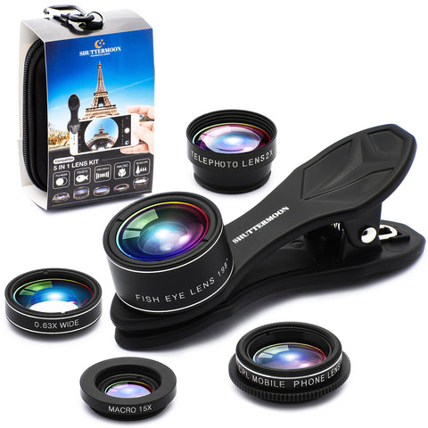 Phone Camera Lens Kit for iPhone Xs/R/X/8/7/6s Pixel, Samsung. 2xTele Lens Zoom Lens+198°Fisheye Lens+0.63XWide Angle Lens &15XMacro Lens+CPL Smartphone,Android,iPhone Lens. Phone Gadget.Photography.