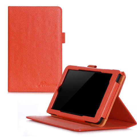 Fire 7 2015 Case, Amazon Fire 7 Case, rooCASE Dual View Leather PU Folio Slim Fit Lightweight Folding Cover with Stand for Fire 7 5th Gen 2015, Orange