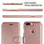 LUPA iPhone 8 Plus Wallet Case, Durable and Slim, Lightweight with Classic Design & Ultra-Strong Magnetic Closure, Faux Leather, Rose Gold, Apple 8 Plus