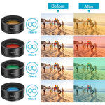 Phone Camera Lens,11 in 1 Cell Phone Lens Kit for iPhone and Android, 0.36X Wide Angle Lens+198°Fisheye Lens+20X Macro Lens+Zoom Telephoto Lens+CPL+Kaleidoscope Lens+Starburst Lens+4 Color Filter Lens