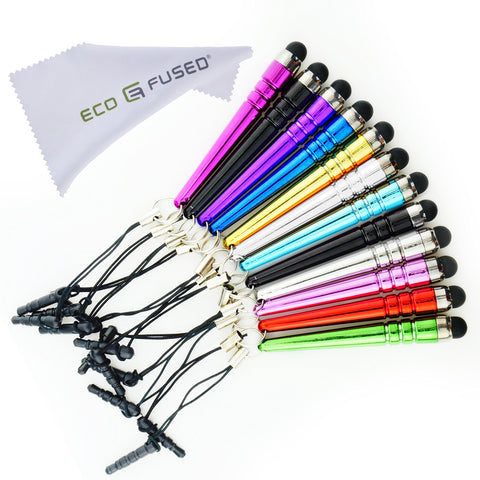 ECO-FUSED 10 Pack Bling Metal Stylus Pens - Universal (Red, Purple, Hot Pink, Light Blue, Blue, Green, Gold, Silver,Light Pink, Orange, Black)