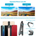 Phone Camera Lens,11 in 1 Cell Phone Lens Kit for iPhone and Android, 0.36X Wide Angle Lens+198°Fisheye Lens+20X Macro Lens+Zoom Telephoto Lens+CPL+Kaleidoscope Lens+Starburst Lens+4 Color Filter Lens