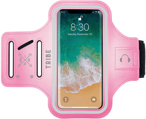TRIBE Water Resistant Cell Phone Armband Case for iPhone X, Xs, 8, 7, 6, 6S Samsung Galaxy S9, S8, S7, S6, A8 with Adjustable Elastic Band & Key Holder for Running, Walking, Hiking