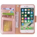 Arae Case for iPhone 7 / iPhone 8, Premium PU Leather Wallet Case with Kickstand and Flip Cover for iPhone 7 (2016)/iPhone 8 (2017) - Rosegold