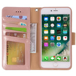 Arae Case For iPhone 7 plus / iPhone 8 plus, Premium PU leather wallet Case with Kickstand and Flip Cover for iPhone 7 Plus (2016) / iPhone 8 Plus (2017) 5.5" (not for iphone 7/8) - Rose Gold