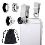 Universal 3 in 1 Camera Lens Kit for Smart phones (including iPhone, Samsung Galaxy, HTC, Motorola and More), Tablets, iPad, and Laptops includes One Fish Eye Lens / One 2 in 1 Macro Lens and Wide Angle Lens / One Universal Clip / One Microfiber Carrying