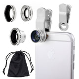 Universal 3 in 1 Camera Lens Kit for Smart phones (including iPhone, Samsung Galaxy, HTC, Motorola and More), Tablets, iPad, and Laptops includes One Fish Eye Lens / One 2 in 1 Macro Lens and Wide Angle Lens / One Universal Clip / One Microfiber Carrying