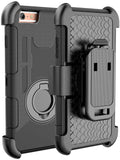 iPhone 6S Case, iPhone 6S / 6 Holster Defender Case E LV Shock-Absorption / High Impact Resistant Armor Holster Defender Case Cover with Kickstand and Belt Swivel Clip for iPhone 6S / iPhone 6 with 1 Stylus, 1 Screen Protector and 1 Microfiber (Black circ