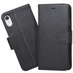 Arae Wallet Case Designed for iPhone xr 2018 PU Leather flip case Cover [Stand Feature] with Wrist Strap and [4-Slots] ID&Credit Cards Pocket for iPhone Xr 6.1" -Black