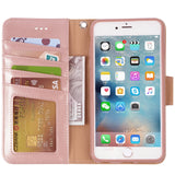 Arae Wallet case for iPhone 6s Plus/iPhone 6 Plus [Kickstand Feature] PU Leather with ID&Credit Card Pockets for iPhone 6 Plus / 6S Plus 5.5" (not for 6/6s) (Rosegold)