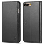 SHIELDON Genuine Leather iPhone 8 Plus Wallet Case Book Flip Cover and [Credit Card Slot] Magnetic Closure Compatible with iPhone 8 Plus / 7 Plus - Black