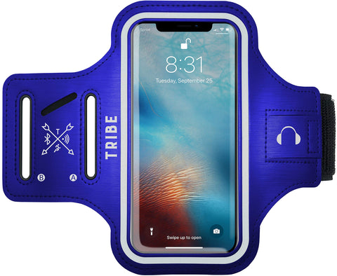 TRIBE Water Resistant Cell Phone Armband Case for iPhone X, Xs, 8, 7, 6, 6S Samsung Galaxy S9, S8, S7, S6, A8 with Adjustable Elastic Band & Key Holder for Running, Walking, Hiking