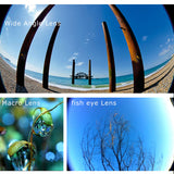 iPhone Lens,by Ailun,3 in 1 Clip On 180 Degree Fish Eye Lens+0.65X Wide Angle+10X Macro Lens,Universal HD Camera Lens Kit for iPhone 7/6s/6s Plus/6/SE/5/5s,Samsung,BlackBerry,Mobile Phone [Black]