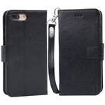 Arae Case for iPhone 7 Plus/iPhone 8 Plus, Premium PU Leather Wallet Case with Kickstand and Flip Cover for iPhone 7 Plus (2016) / iPhone 8 Plus (2017) 5.5" (not for iPhone 7/8) - Black