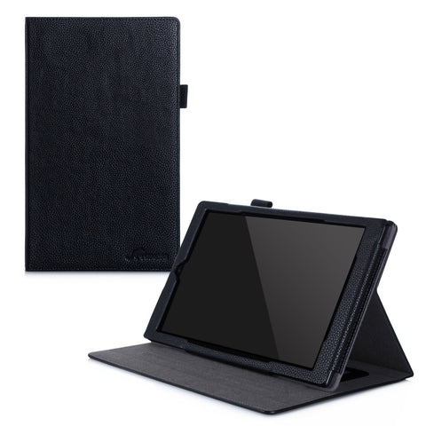Fire HD 10 Case, Amazon Fire HD 10 2015 Case, rooCASE Dual View Leather PU Folio Slim Fit Lightweight Folding Stand Cover Auto Wake/Sleep, Black