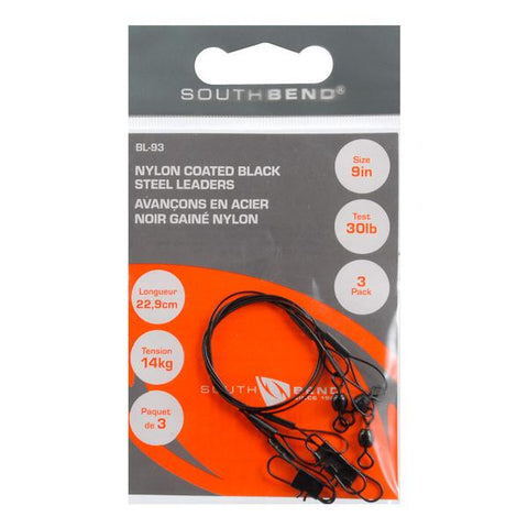 Set de 3 cable negro leader para pesca de 9 pulgadas y 30 libras