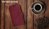 iPhone 8 Wallet Case, Durable and Slim, Lightweight with Classic Design & Ultra-Strong Magnetic Closure, Faux Leather, Burgundy, Apple 8 (2017)