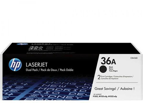 HP 36A Black Original LaserJet Toner Cartridge Dual Pack, Codigo: CB436AD