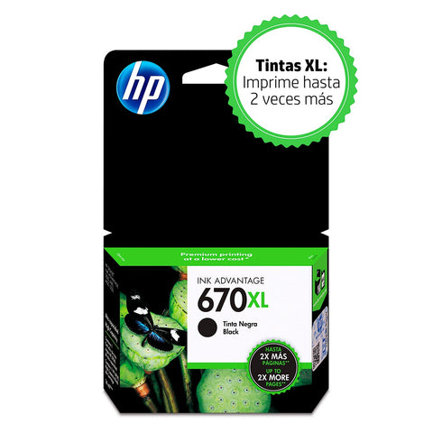 HP 670XL Black Ink Cartridge, Codigo: CZ117AL
