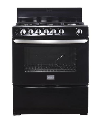 Estufa a gas de 30" negra con 6 quemadores, Frigidaire