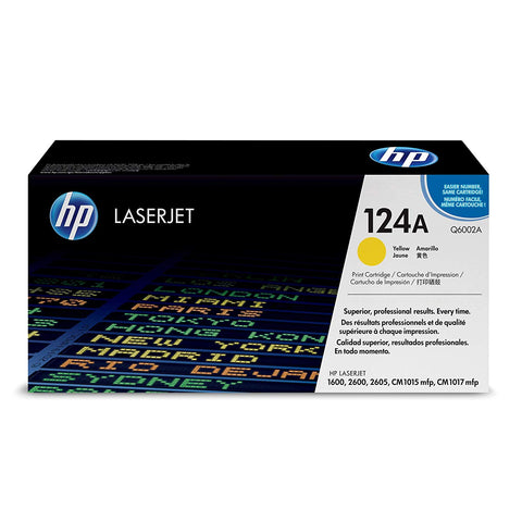 HP 124A Yellow Original LaserJet Toner Cartridge, Codigo: Q6002A