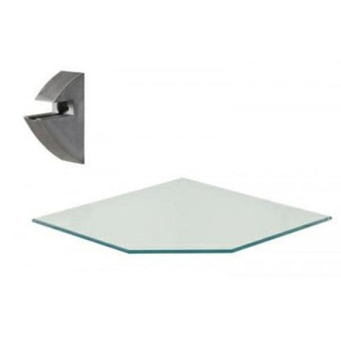 Repisa recta de vidrio vetro 0.8x20x20 cm cromada, Prat-k