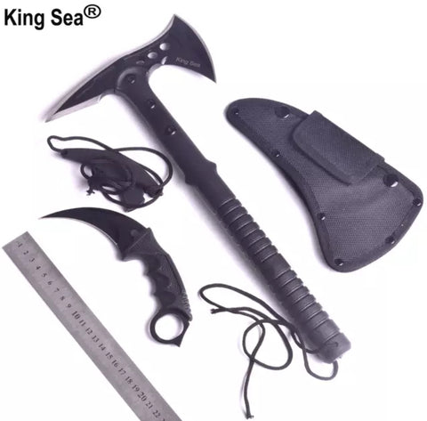 Cuchillo de garra de mar rey y juego de Axe al aire libre táctico Tomahawk práctico Axe y cuchillo de cuello de Karambit conjunto de mochila de Camping CSGO cuchillo