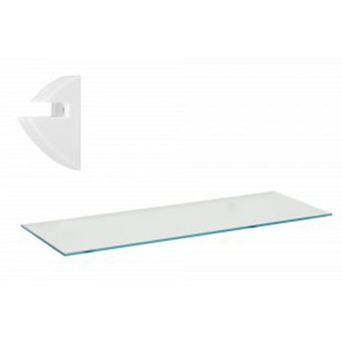 Repisa recta de vidrio vetro 0.8x10x60 cm con soporte blanco, Prat-k
