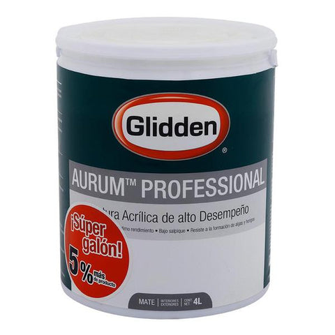 Pintura acrílica aurum professional mate pastel de 4 litros., Glidden