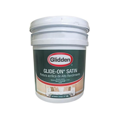 Pintura acrílica satinada blanca glide-on 19 litros., Glidden
