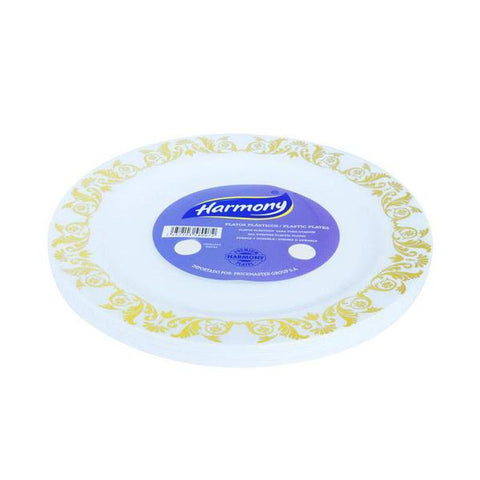 Plato harmony de 7.5 pulgadas blanco y dorado de 10 piezas