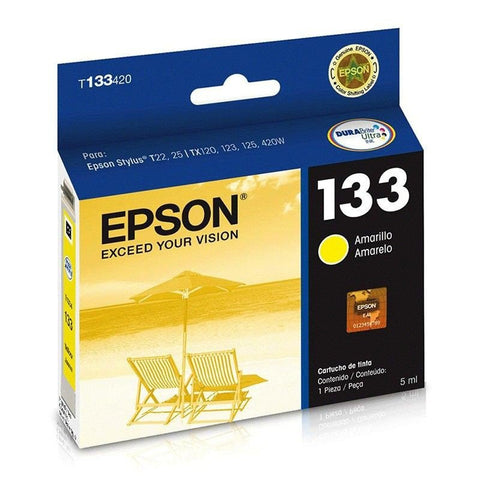 EPSON T133 DURABRITE ULTRA INK, CARTUCHO DE TINTA, AMARILLO, CODIGO: T133420-AL, PARA: STYLUS TX133 TX130 TX135 (RELATED TERMS: TX-133 TX-130 TX-135 133)