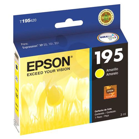 EPSON T195 DURABRITE ULTRA INK, CARTUCHO DE TINTA, AMARILLO, CODIGO: T195420-AL, PARA: EXPRESSION XP101 (RELATED TERMS: XP-101 195 )