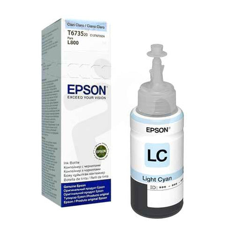 EPSON T673 CISS, BOTELLA DE TINTA, CIAN CLARO, CODIGO: T673520-AL, PARA: ECOTANK L800 L805 L810 L850 L1804 (RELATED TERMS: T673520 673)