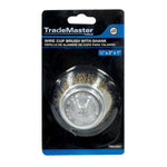 Cepillo de alambre tipo copa con eje de 1/4"x2"x1" para taladro, Trademaster
