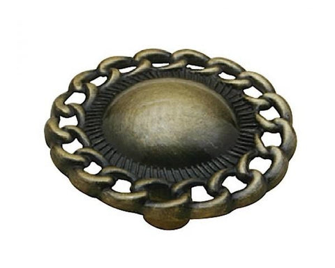 Tirador de hongo trenza de latón antiguo, Rish