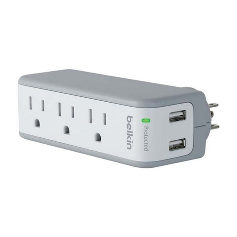 Marca: BELKIN, REGULADORES DE VOLTAJE, BELKIN SURGEPLUS 3-OUTLET MINI SURGE PROTECTOR WITH DUAL USB PORTS