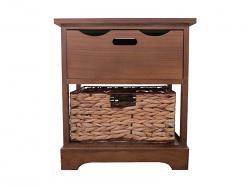 Mesa de 2 cajones color chocolate con rattan