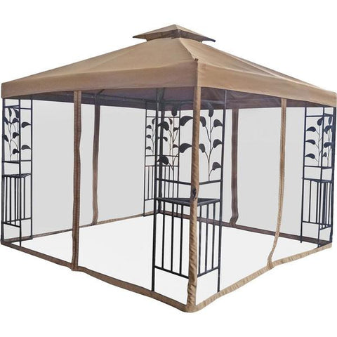 Gazebo de acero crema con malla 10"x10"
