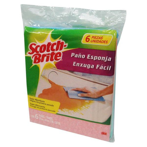 Pack de 6 esponjas absorbentes scotchbrite, 3m