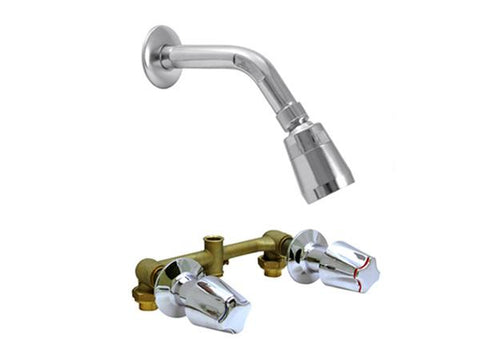 Llave doble de metal con regadera para baño, Aquatek