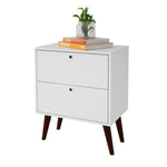 Mesa lateral blanca con 2 gavetas, Brv moveis