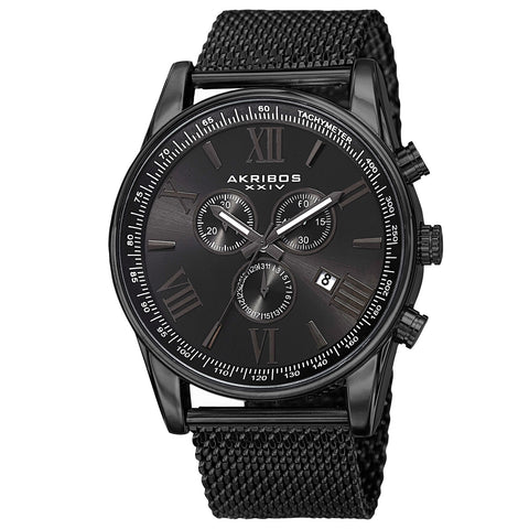 Men's Akribos XXIV AK813 Swiss Cronógrafo Fecha Reloj De Malla De Acero Inoxidable